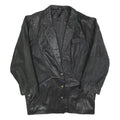 Womens Black Leather Button Jacket M Woven Casual Stylish Outerwear