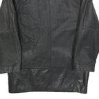 Womens Black Leather Button Jacket M Woven Casual Stylish Outerwear