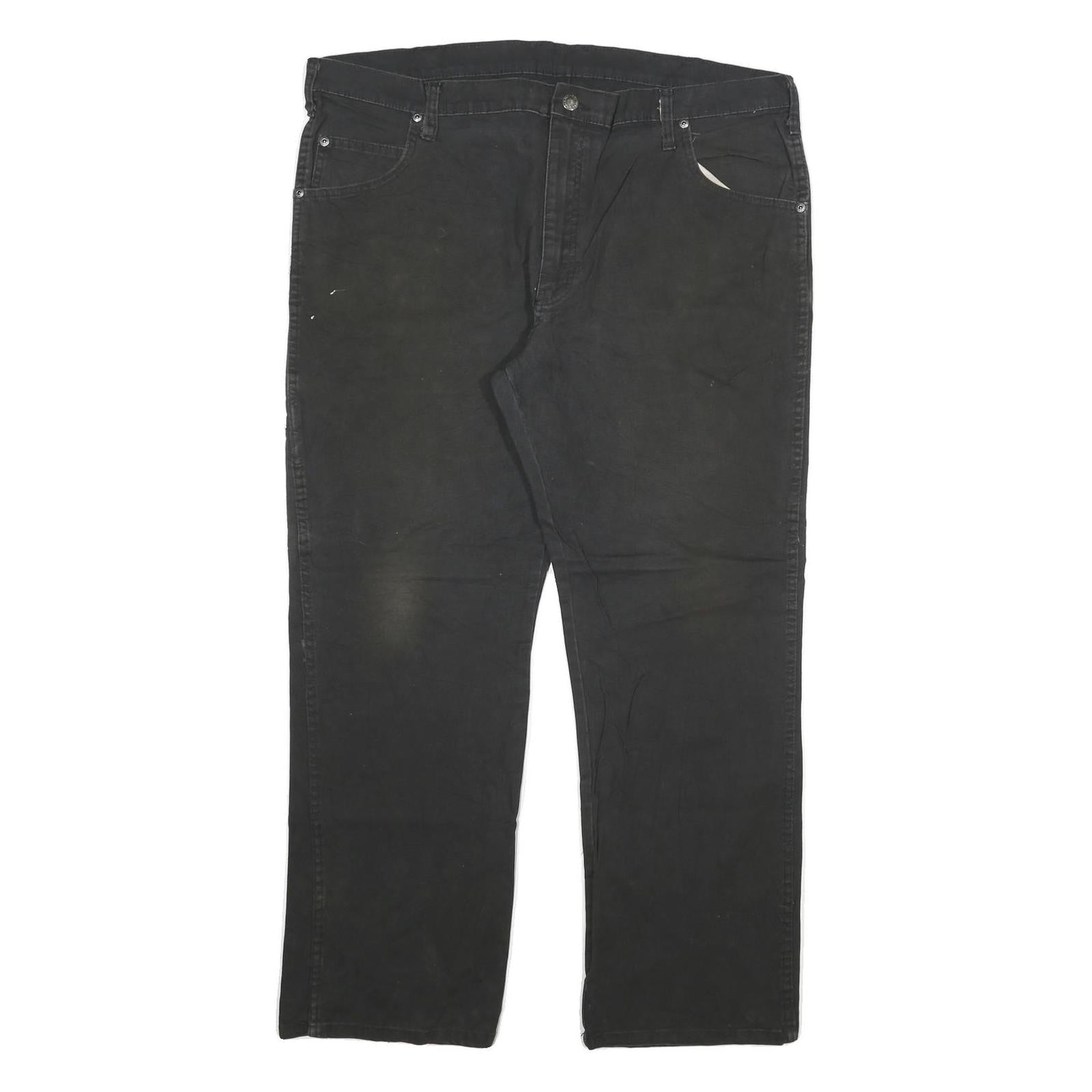 DICKIES Mens Black Regular Fit Straight Cotton Blend Jeans W40 L30 Workwear Zip