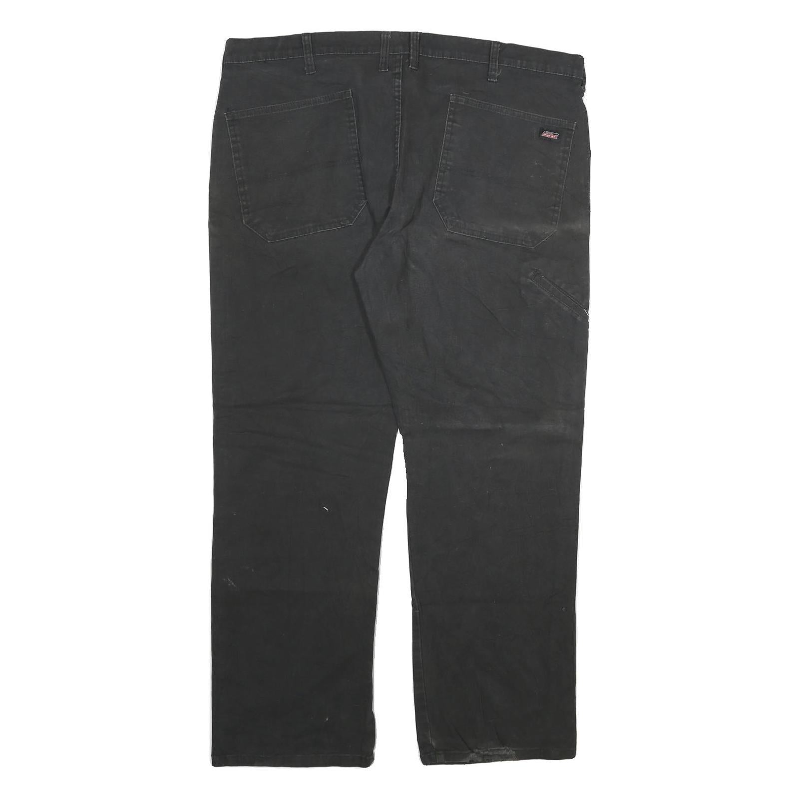 DICKIES Mens Black Regular Fit Straight Cotton Blend Jeans W40 L30 Workwear Zip