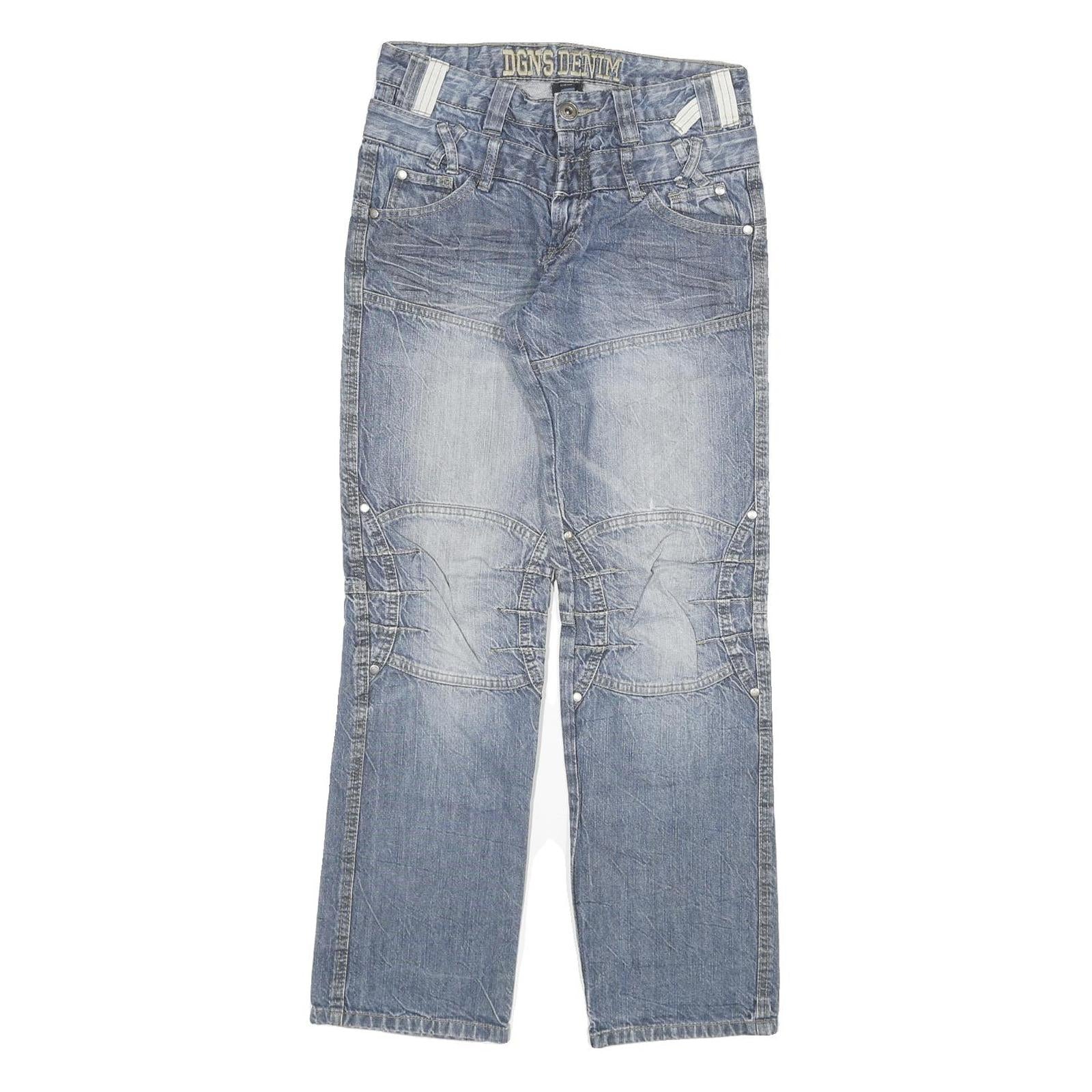 DGNS DENIM Mens Jeans Blue Regular Straight Denim Light W28 L30 Cotton Blend