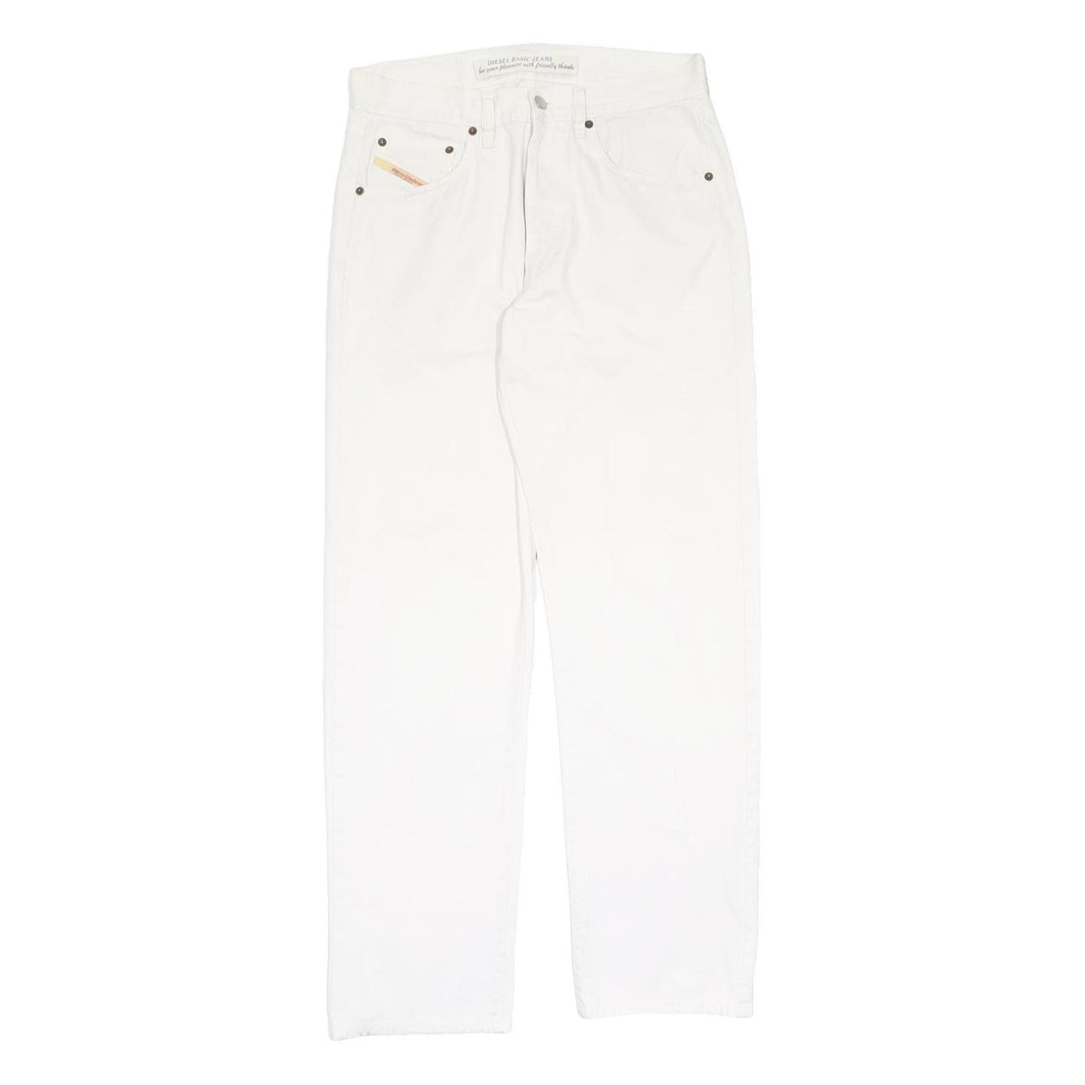 DIESEL Mens Cotton Blend White Regular Button Trousers W32 L32 Stylish