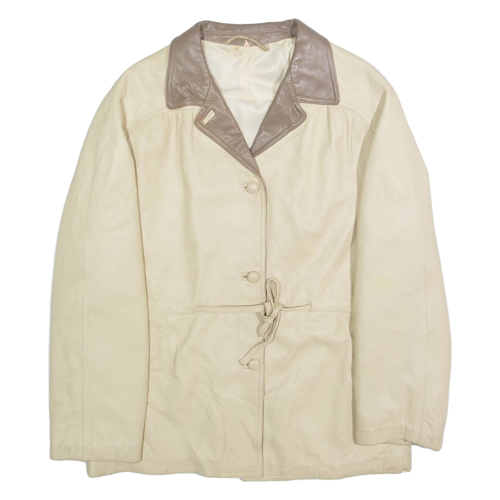 Womens Jacket Cream Faux Leather L