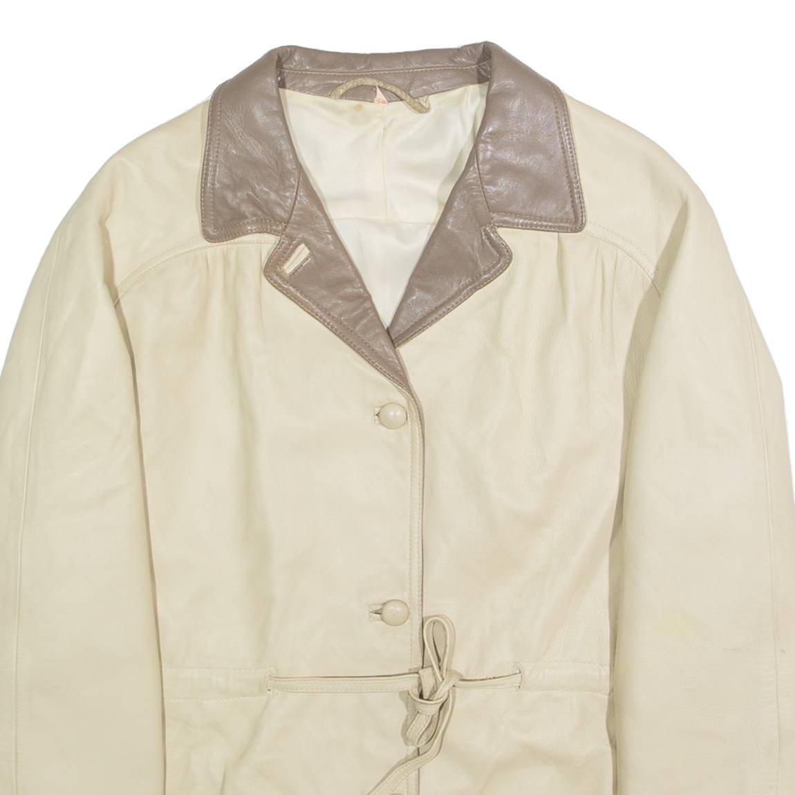 Womens Jacket Cream Faux Leather L