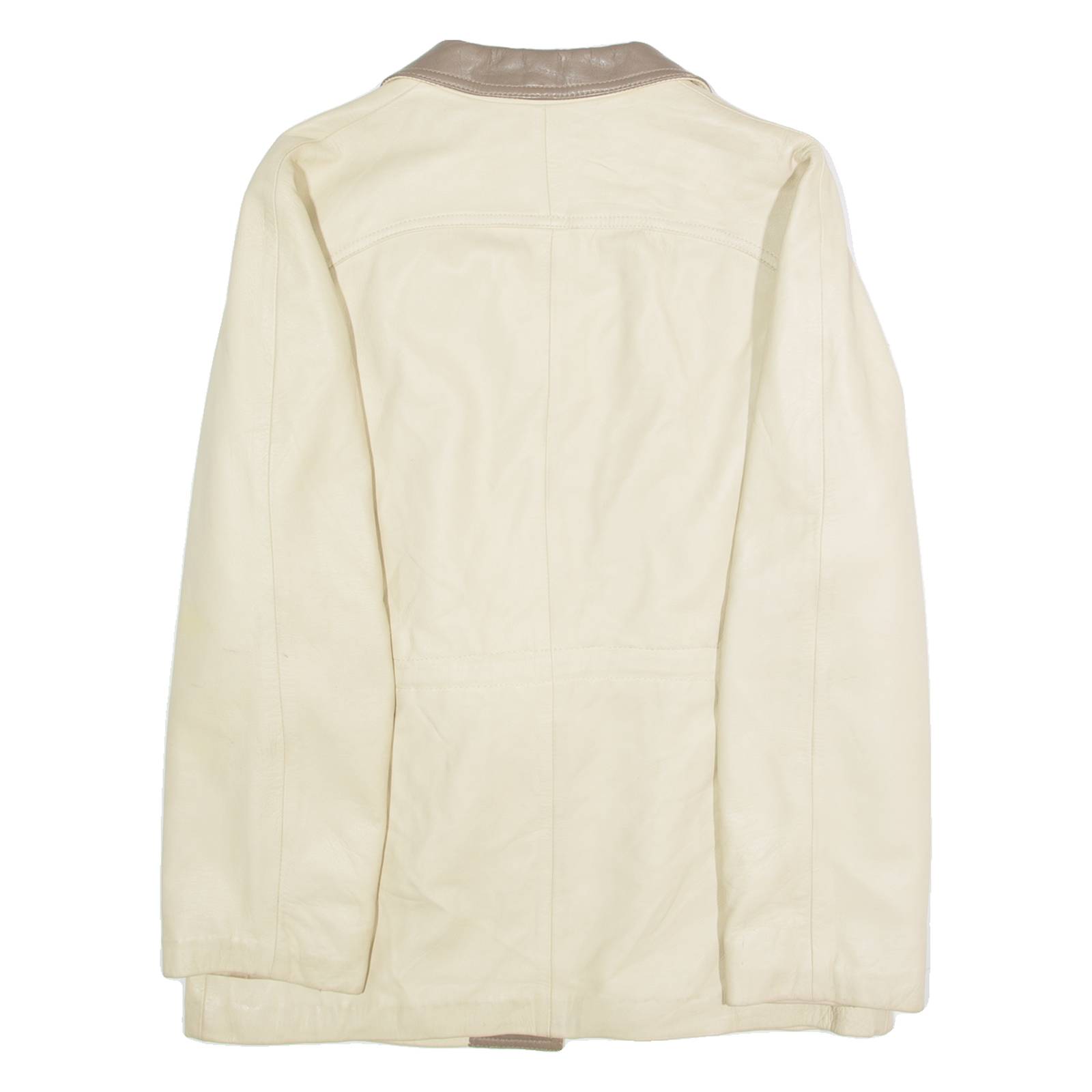 Womens Jacket Cream Faux Leather L