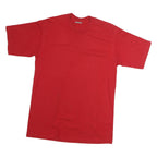 PRO Mens Red Plain T-Shirt L Short Sleeve Crew Neck Classic Cotton