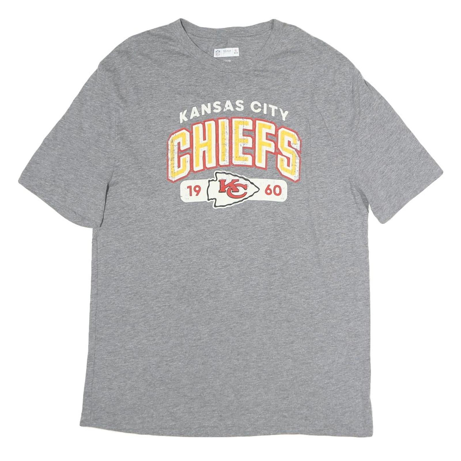 NFL Mens Grey Kansas City Chiefs Graphic T-Shirt M Short Sleeve Crew Neck