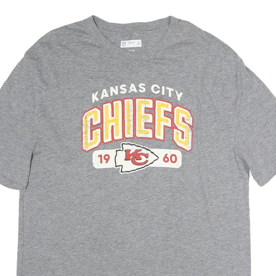 NFL Mens Grey Kansas City Chiefs Graphic T-Shirt M Short Sleeve Crew Neck