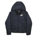 NIKE Womens Black Puffer Jacket XS Polyester Blend Zip Hooded Plain Casual Warm