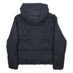 NIKE Womens Black Puffer Jacket XS Polyester Blend Zip Hooded Plain Casual Warm