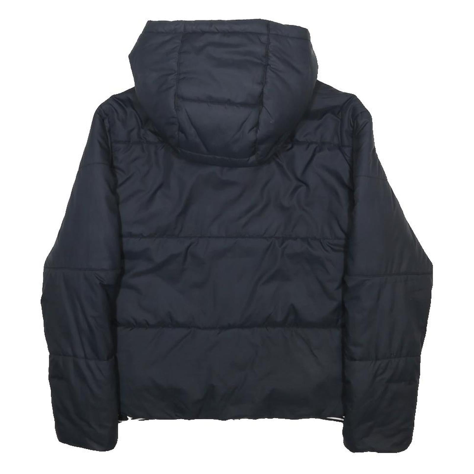 NIKE Womens Black Puffer Jacket XS Polyester Blend Zip Hooded Plain Casual Warm