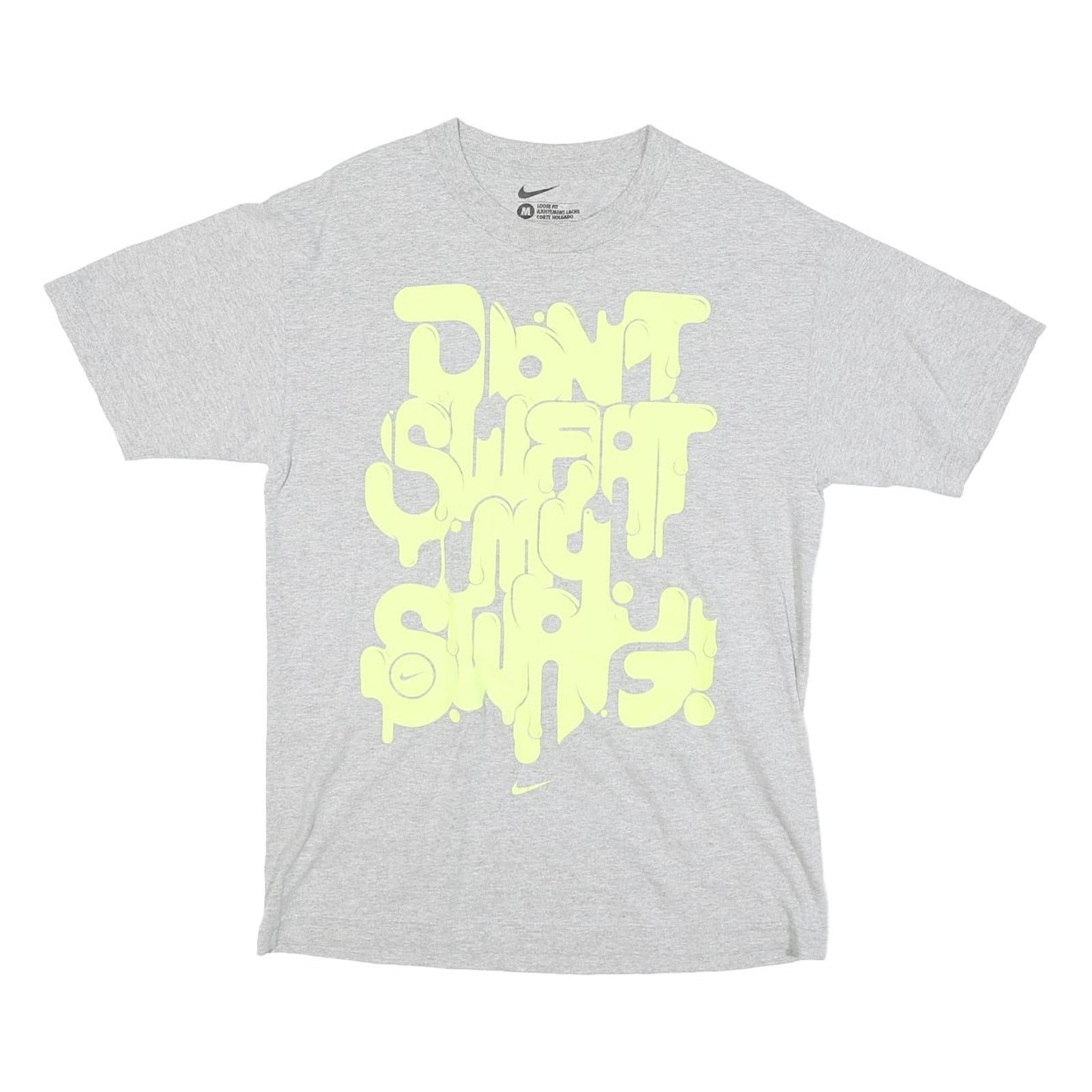 NIKE Mens Grey Graphic T-Shirt M Short Sleeve Crew Neck Cotton Blend Casual