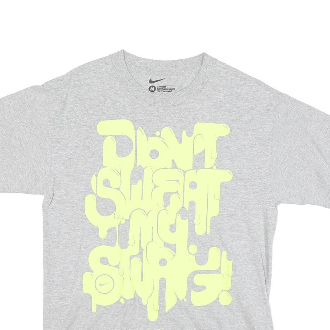 NIKE Mens Grey Graphic T-Shirt M Short Sleeve Crew Neck Cotton Blend Casual