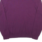 CALVIN KLEIN Mens Purple V-Neck Plain Wool Jumper M CK Logo Casual Knitwear
