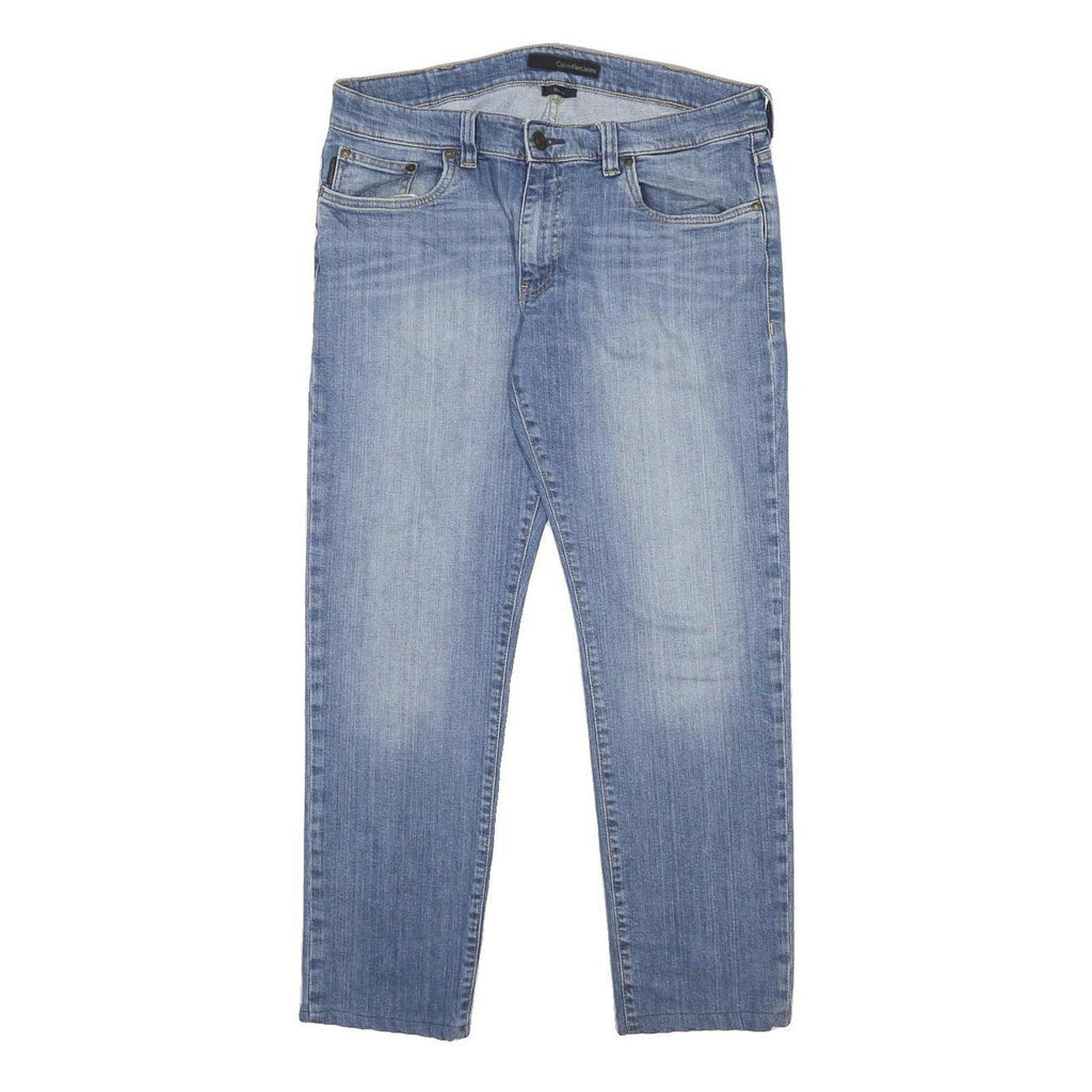CALVIN KLEIN JEANS Mens Slim Blue Denim Medium W36 L28 Zip Closure Casual