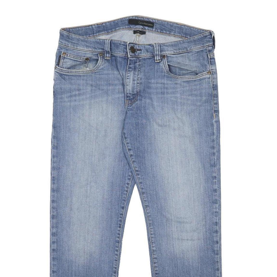CALVIN KLEIN JEANS Mens Slim Blue Denim Medium W36 L28 Zip Closure Casual
