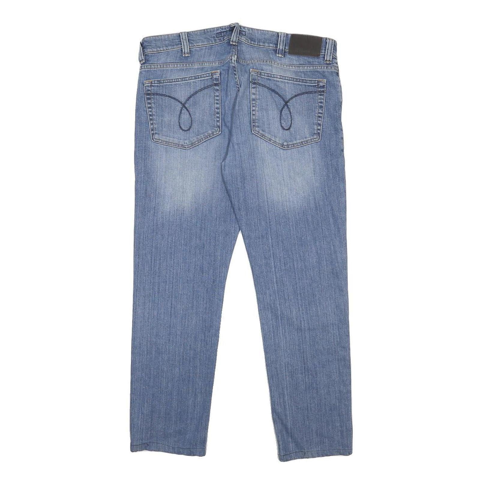 CALVIN KLEIN JEANS Mens Slim Blue Denim Medium W36 L28 Zip Closure Casual