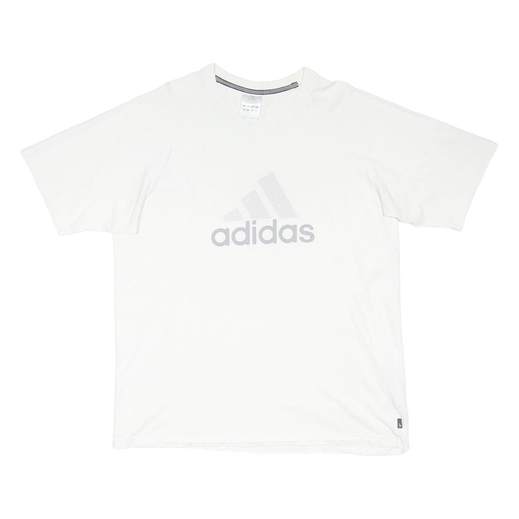 ADIDAS Mens White XL Cotton Blend Crew Neck Short Sleeve T-Shirt Logo Print