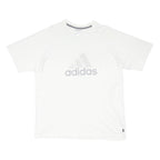 ADIDAS Mens White XL Cotton Blend Crew Neck Short Sleeve T-Shirt Logo Print
