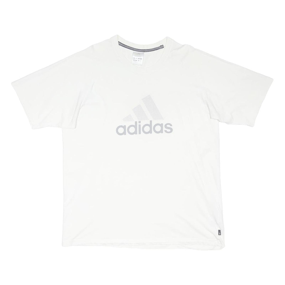 ADIDAS Mens White XL Cotton Blend Crew Neck Short Sleeve T-Shirt Logo Print