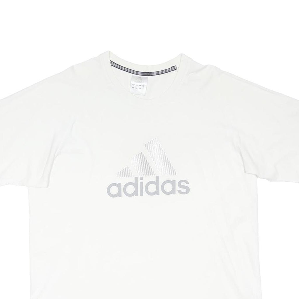 ADIDAS Mens White XL Cotton Blend Crew Neck Short Sleeve T-Shirt Logo Print