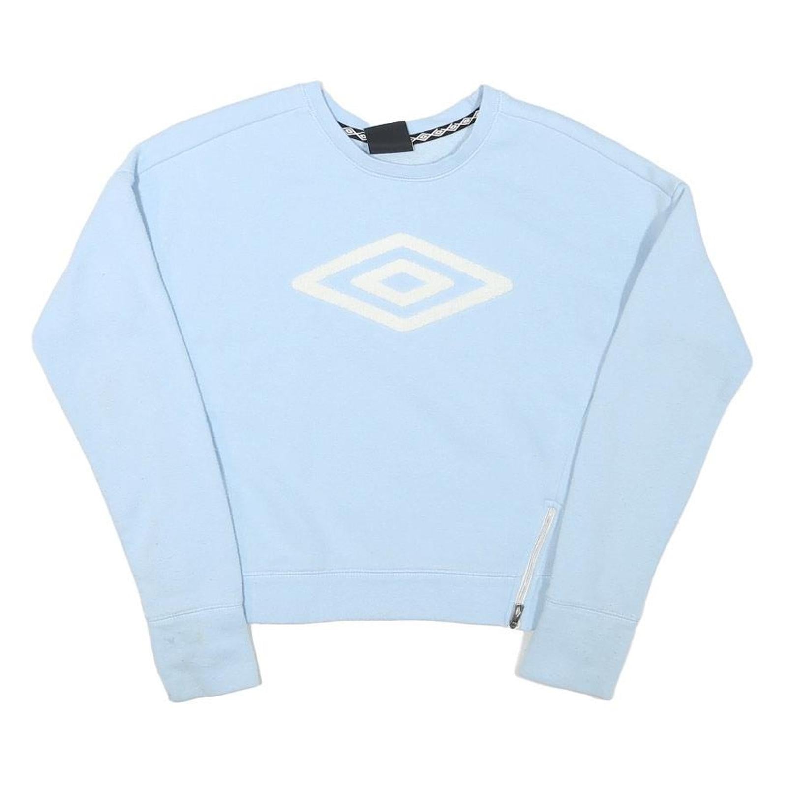 UMBRO Womens Blue Crew Neck XXS Sweatshirt Cotton Blend Zip Detail Casual