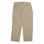 CARHARTT Mens Relaxed Beige Cotton Blend Zip Trousers W34 L30 Workwear