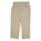 CARHARTT Mens Relaxed Beige Cotton Blend Zip Trousers W34 L30 Workwear
