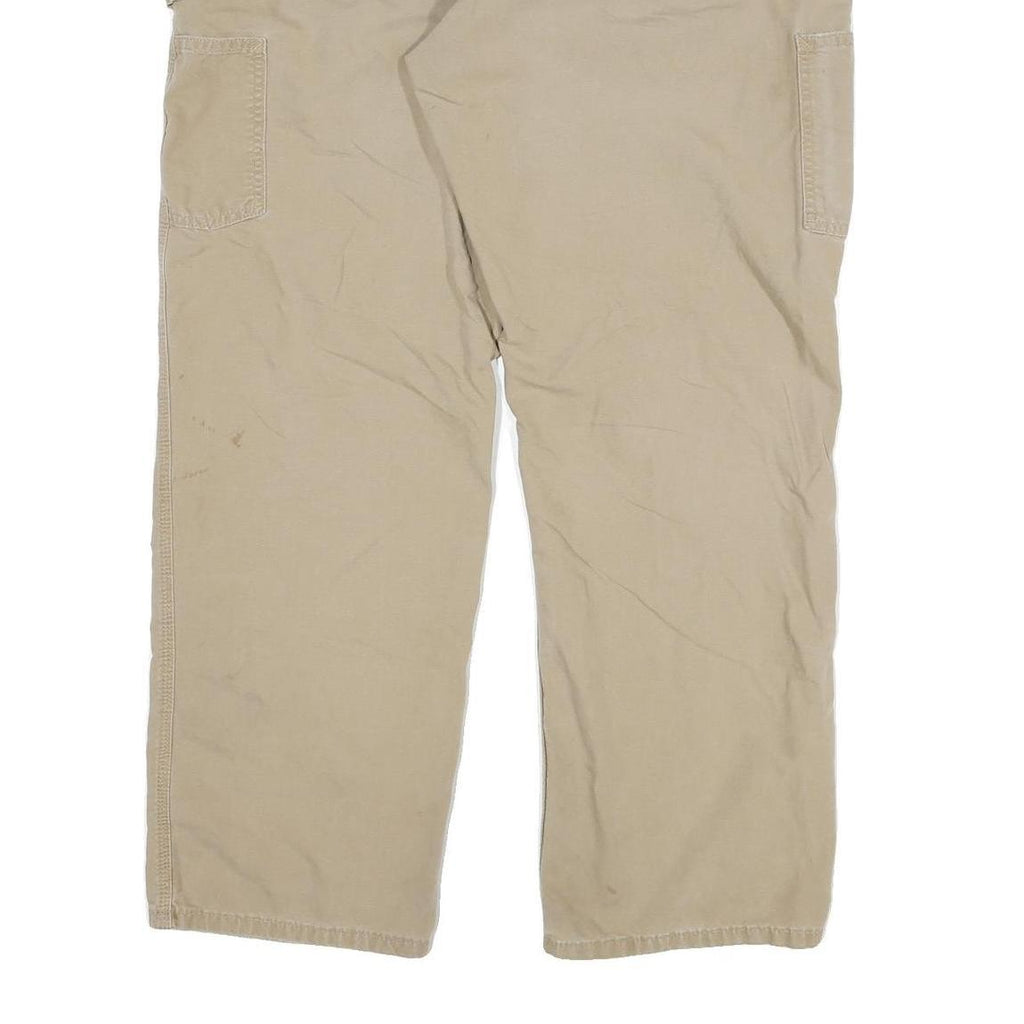 CARHARTT Mens Relaxed Beige Cotton Blend Zip Trousers W34 L30 Workwear