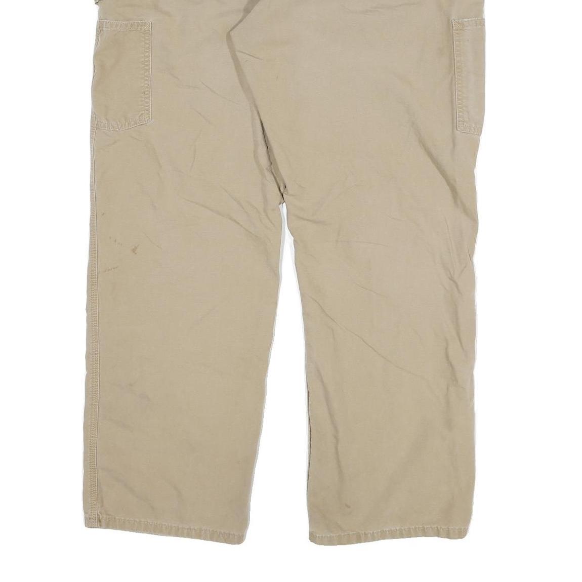 CARHARTT Mens Relaxed Beige Cotton Blend Zip Trousers W34 L30 Workwear