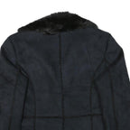 STYLE AND CO Womens Black Jacket L Polyester Faux Fur Button Closure