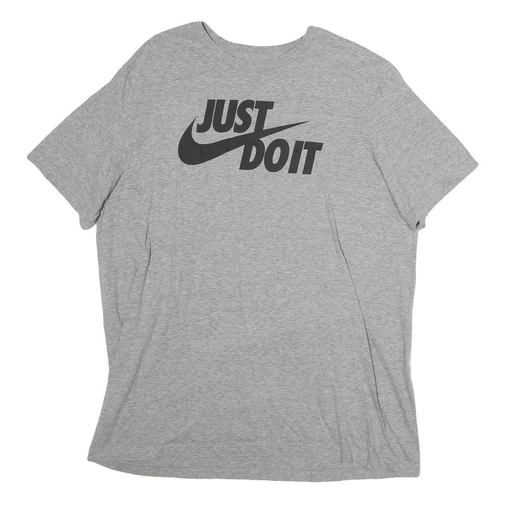 NIKE Mens Grey Just Do It Graphic T-Shirt L Short Sleeve Crew Neck Cotton Casual
