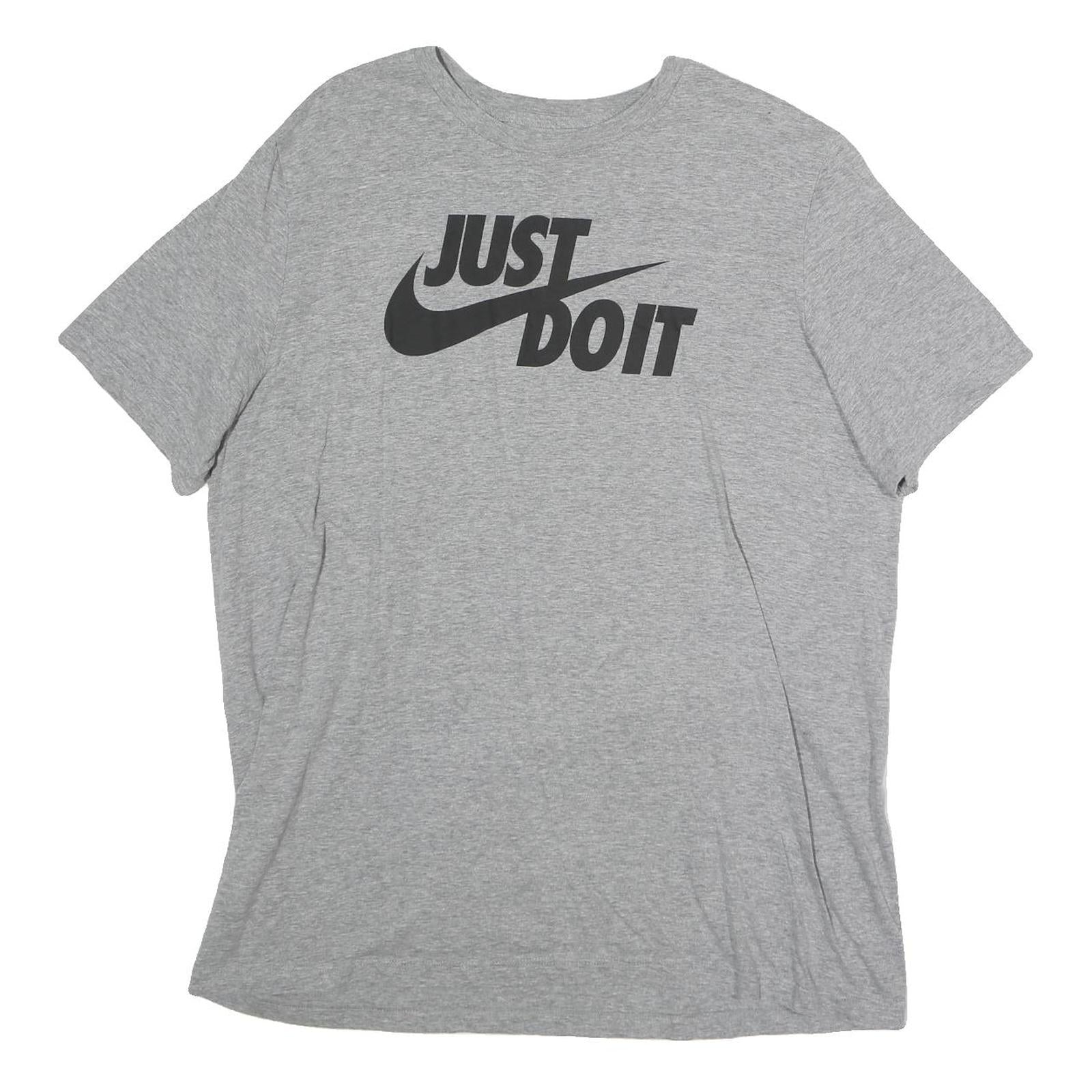 NIKE Mens Grey Just Do It Graphic T-Shirt L Short Sleeve Crew Neck Cotton Casual