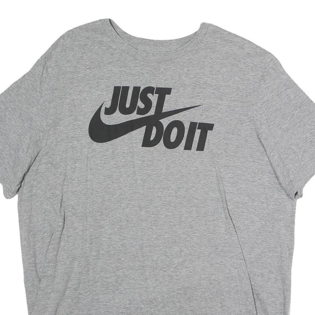 NIKE Mens Grey Just Do It Graphic T-Shirt L Short Sleeve Crew Neck Cotton Casual