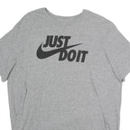 NIKE Mens Grey Just Do It Graphic T-Shirt L Short Sleeve Crew Neck Cotton Casual