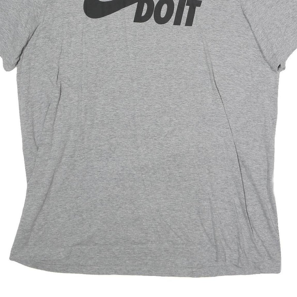 NIKE Mens Grey Just Do It Graphic T-Shirt L Short Sleeve Crew Neck Cotton Casual