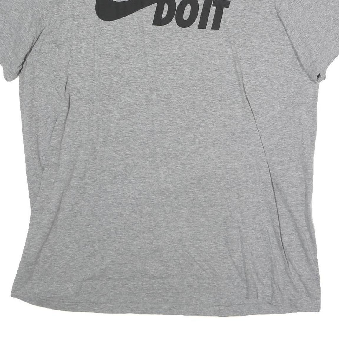 NIKE Mens Grey Just Do It Graphic T-Shirt L Short Sleeve Crew Neck Cotton Casual