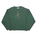 HARD ROCK CAFE Womens Green Key West Embroidered Crew Neck L Pullover Sweatshirt