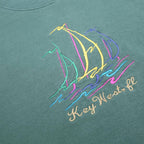 HARD ROCK CAFE Womens Green Key West Embroidered Crew Neck L Pullover Sweatshirt