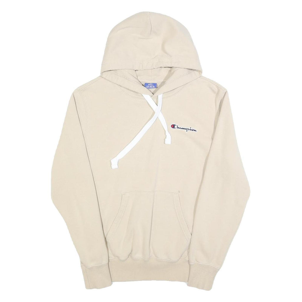 CHAMPION Mens Beige Hoodie S Cotton Blend Pullover Classic Logo