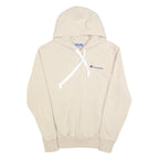 CHAMPION Mens Beige Hoodie S Cotton Blend Pullover Classic Logo