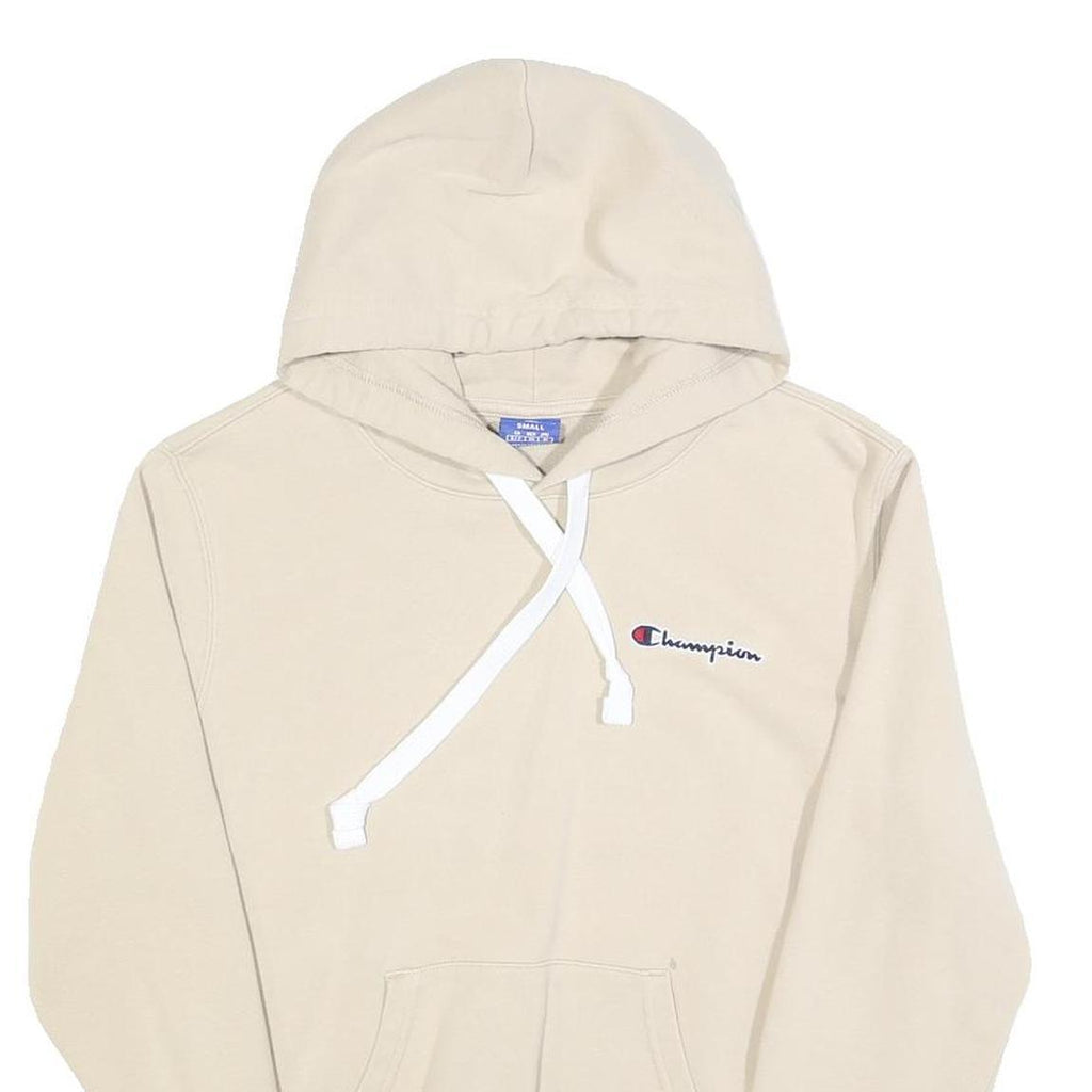 CHAMPION Mens Beige Hoodie S Cotton Blend Pullover Classic Logo