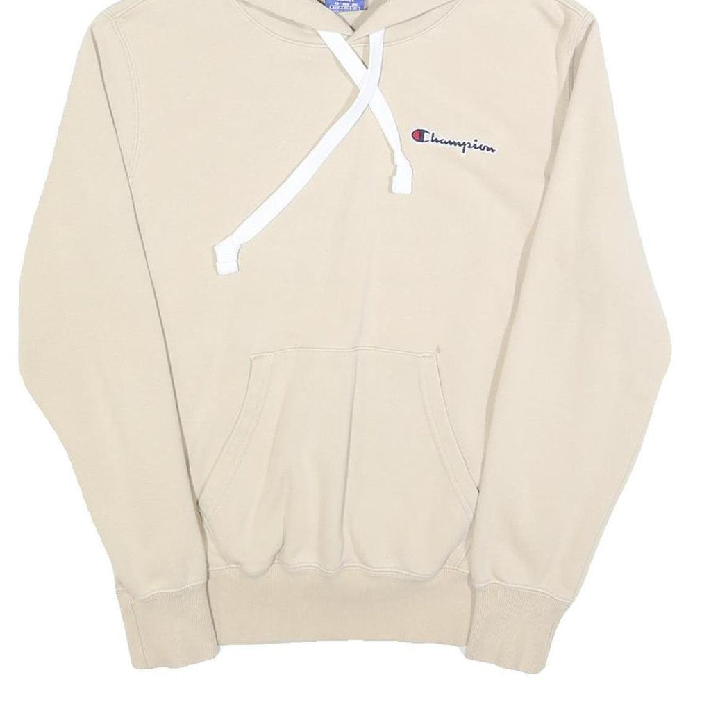 CHAMPION Mens Beige Hoodie S Cotton Blend Pullover Classic Logo