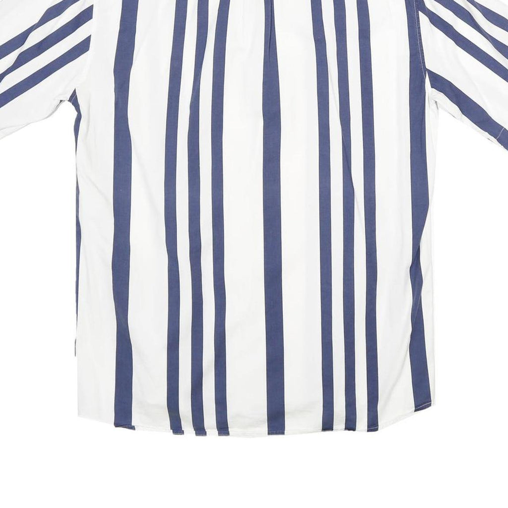 ALBA MODA Mens Blue & White Stripe Shirt M Cotton Button Short Sleeve Casual