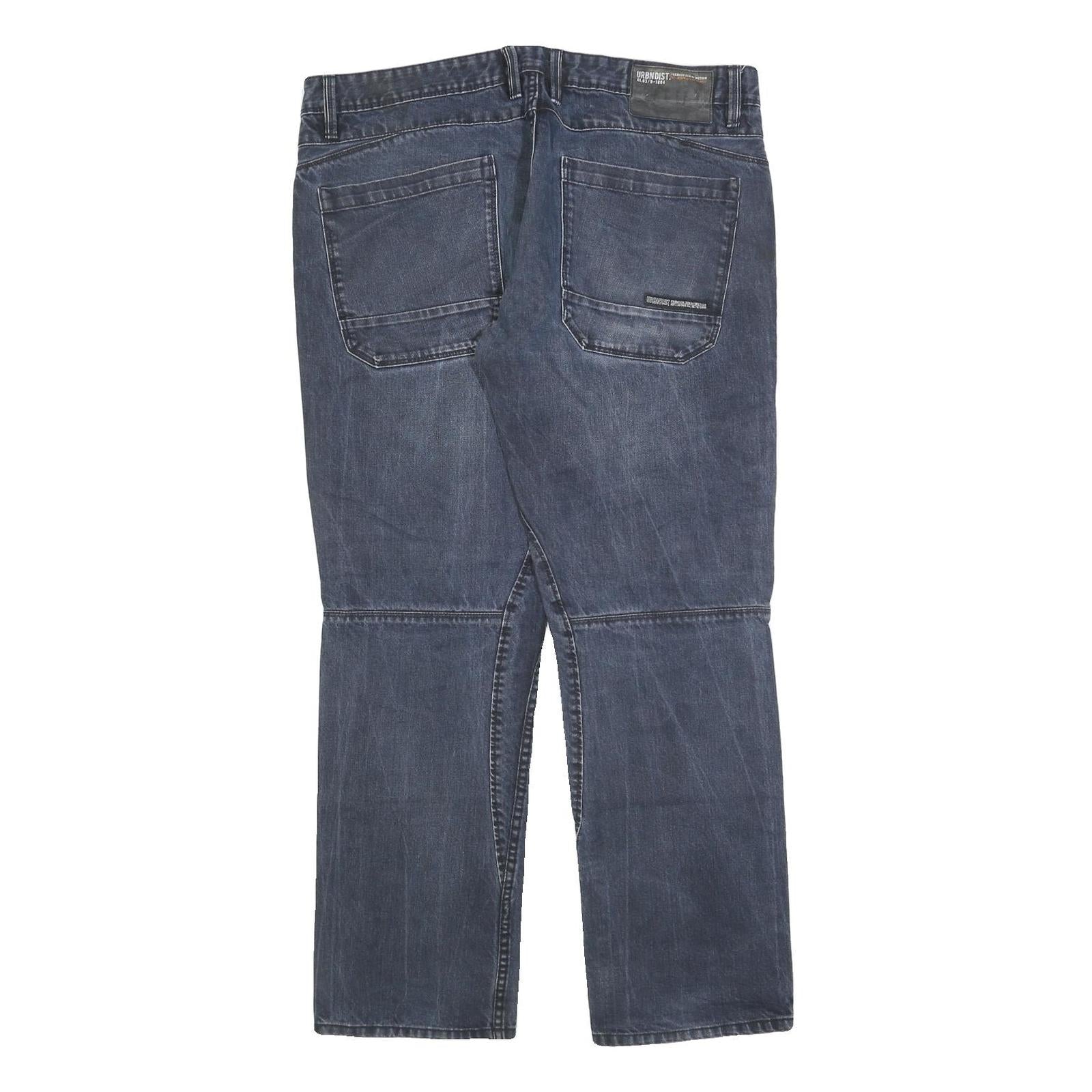 ANGELO LITRICO Mens Jeans Blue Regular Straight Denim Medium W38 L32 Casual Zip