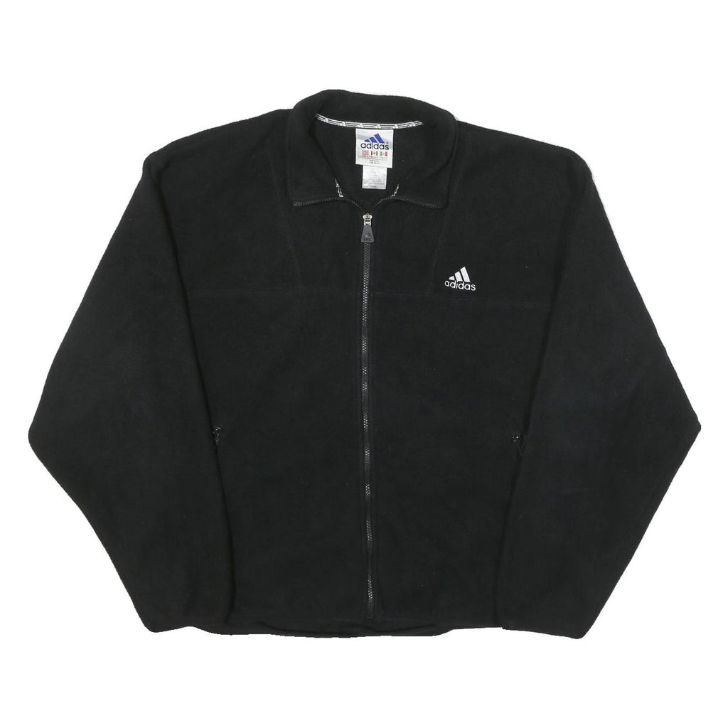 ADIDAS Mens Black Polyester Blend Zip Up Jacket L Fleece Casual Sportswear