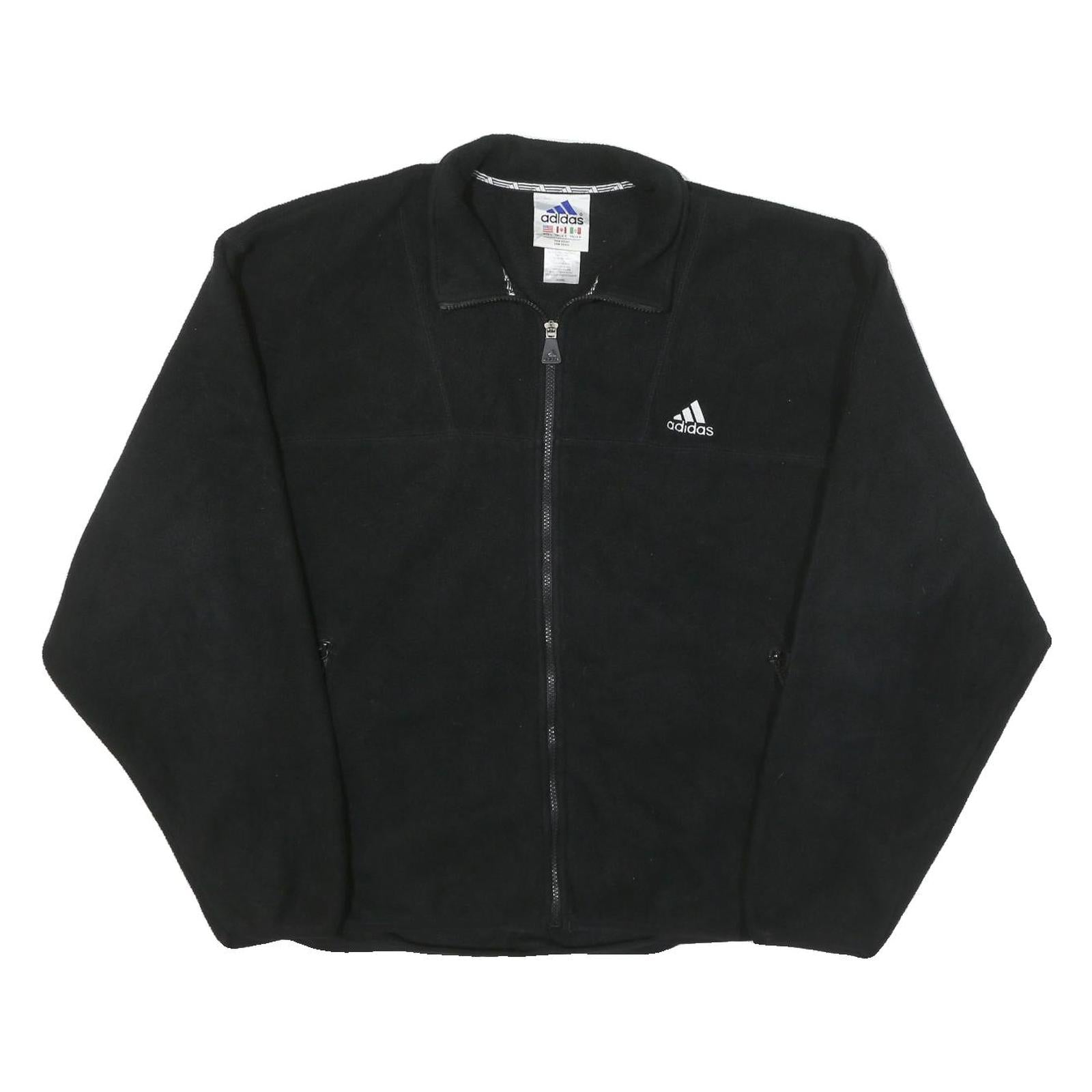 ADIDAS Mens Black Polyester Blend Zip Up Jacket L Fleece Casual Sportswear