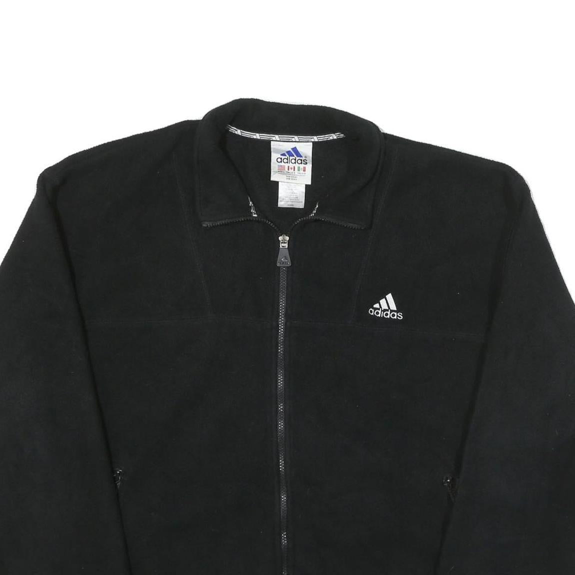 ADIDAS Mens Black Polyester Blend Zip Up Jacket L Fleece Casual Sportswear