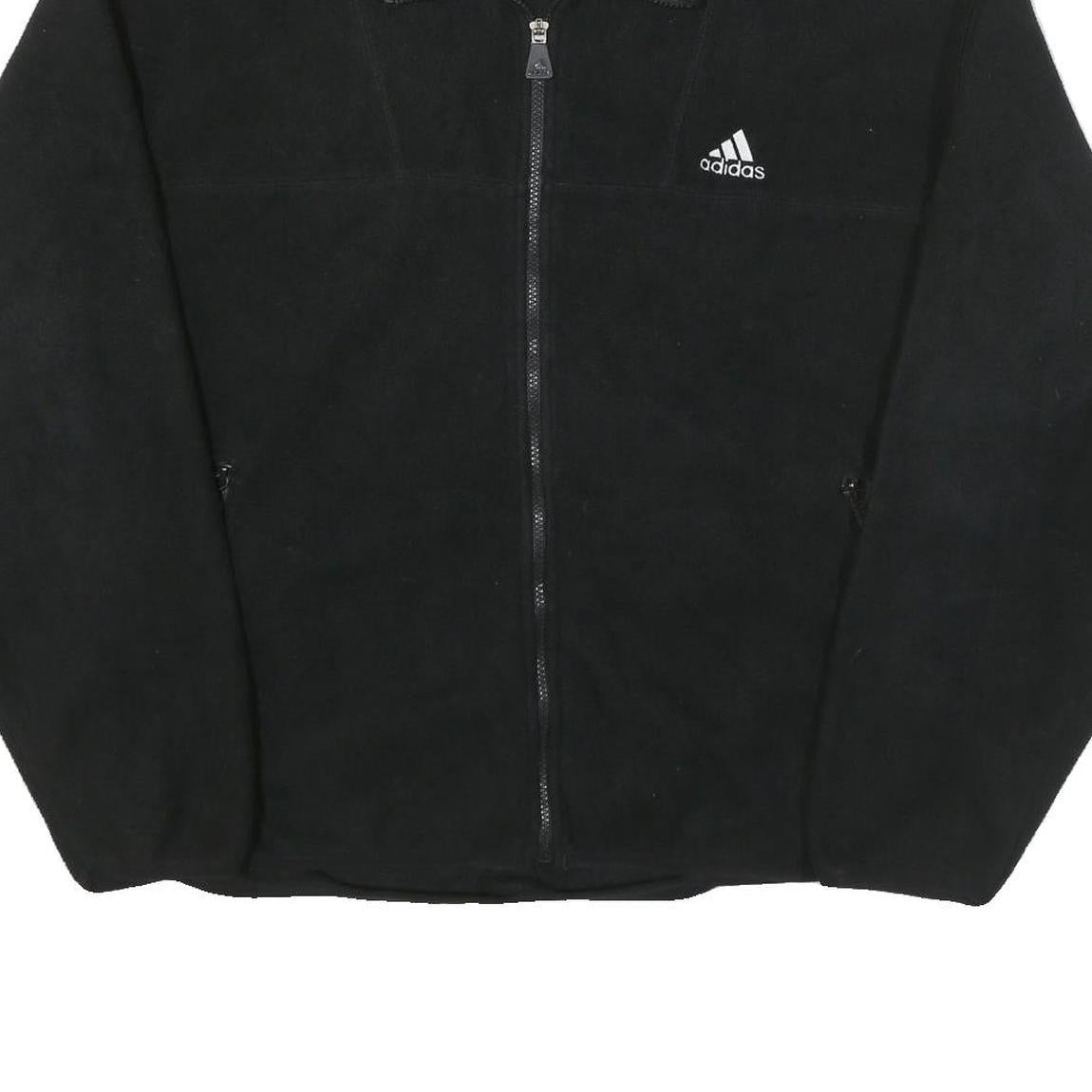 ADIDAS Mens Black Polyester Blend Zip Up Jacket L Fleece Casual Sportswear