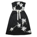 COAST Womens Black & White Strapless A-Line Cotton Blend Floral Midi Dress S